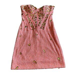 Issue New York Strapless Beaded Mini Dress Party Vintage Retro Size 4 Women's